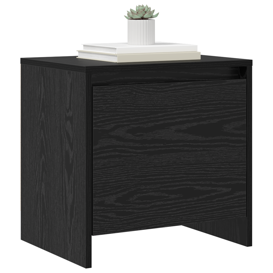 Nachtkastje Zwart eiken 45 x 34 x 44.5 cm Bewerkt hout