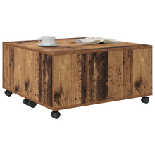 Salontafel met wiel met opslag Oude hout 75 x 75 x 38 cm Bewerkt hout