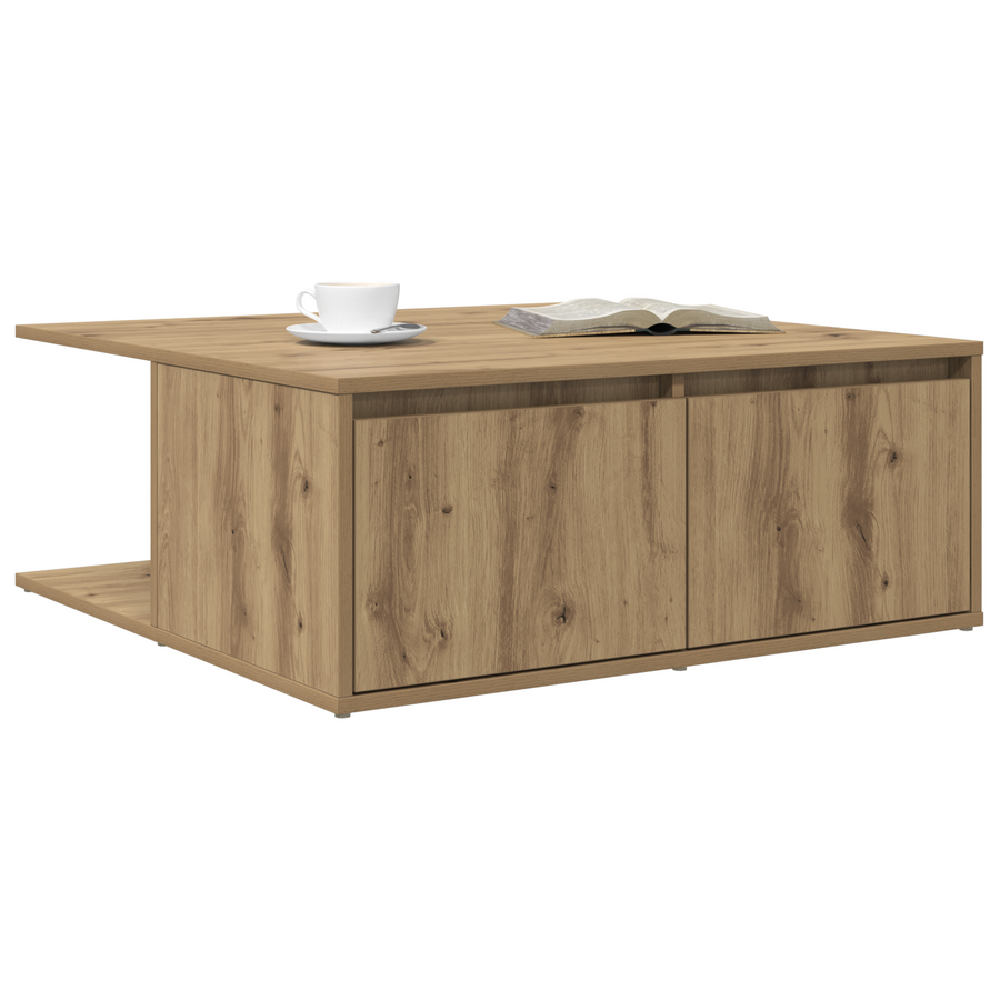 Salontafel artisanaal eikenkleurig 80 x 80 x 31 cm Bewerkt hout