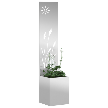 Tuinplant met Decoratief Paneel Zilver 32 x 140 cm