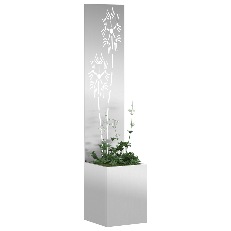 Tuinplant met Decoratief Paneel Zilver 32 x 140 cm