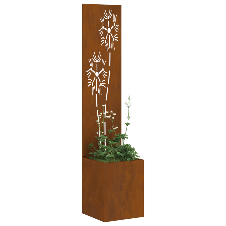 Tuinplant met Decoratief Paneel Roestig 32 x 140 cm Cortenstaal