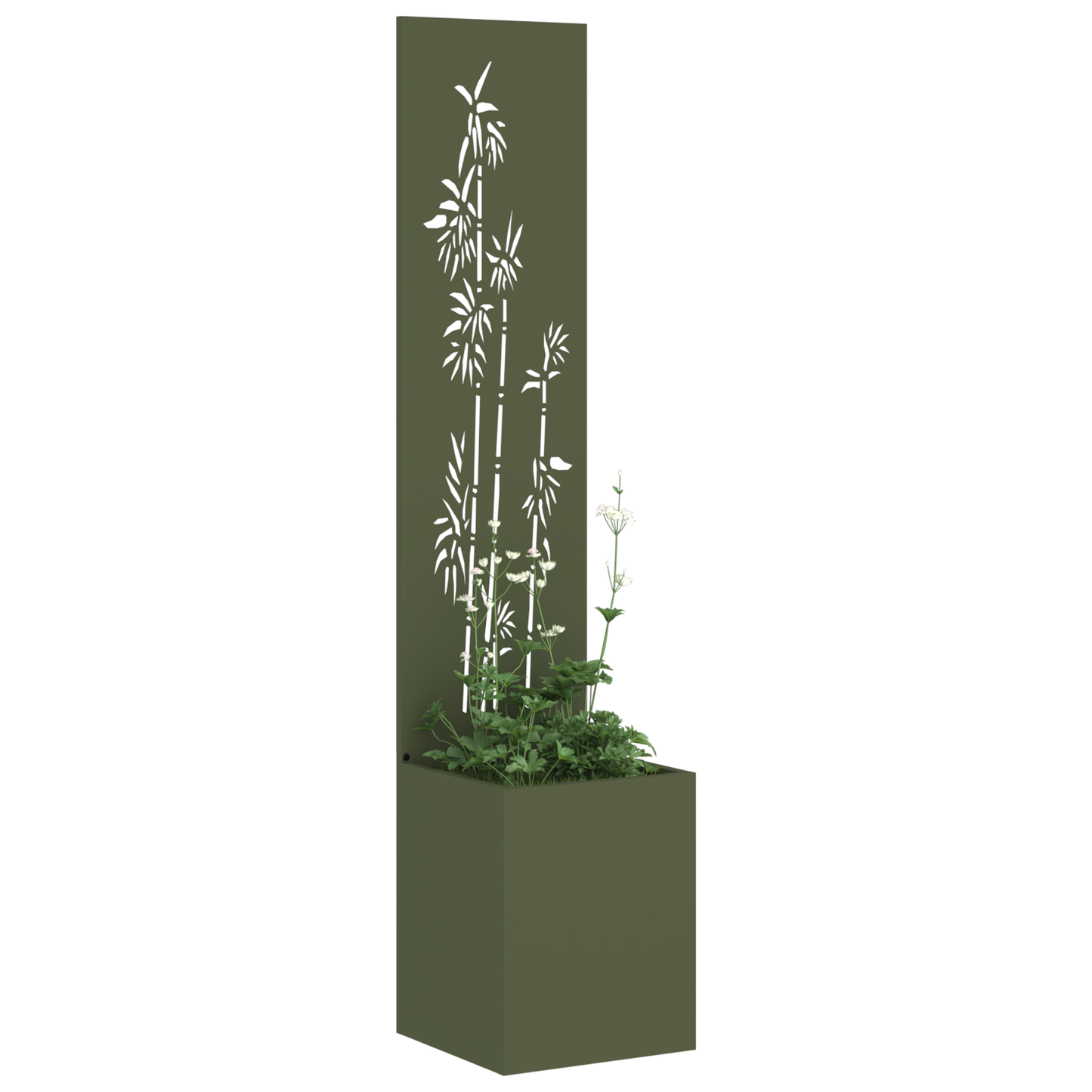 Tuinplant met Decoratief Paneel Olijfgroen 32 x 140 cm