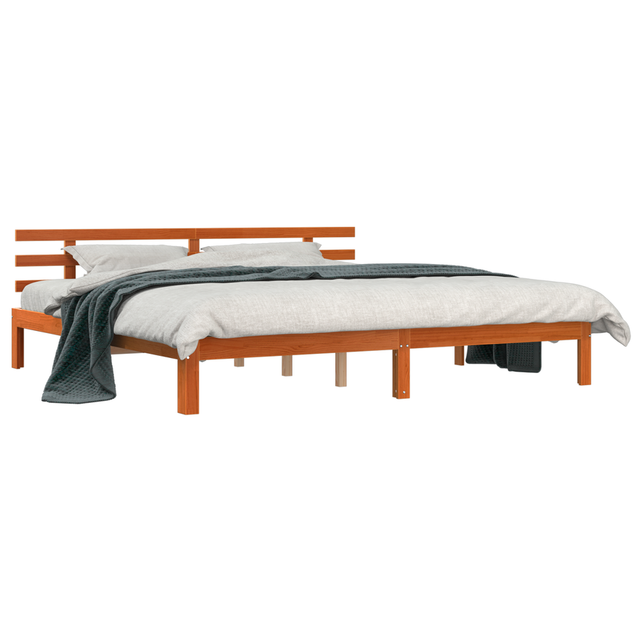 Bedframe Waxbruin 200x200 cm Massief Hout Grenen