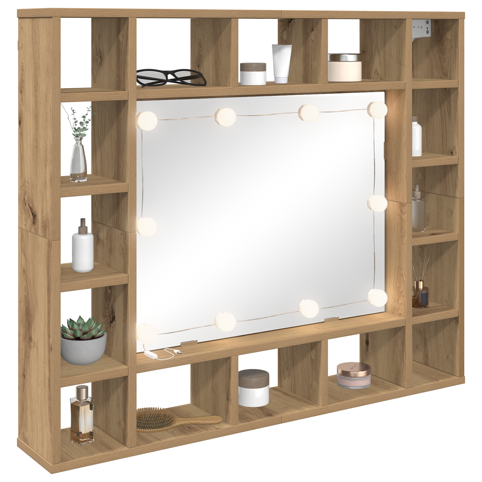 Spiegelkast artisanaal eikenkleurig 91 x 15 x 76.5 cm