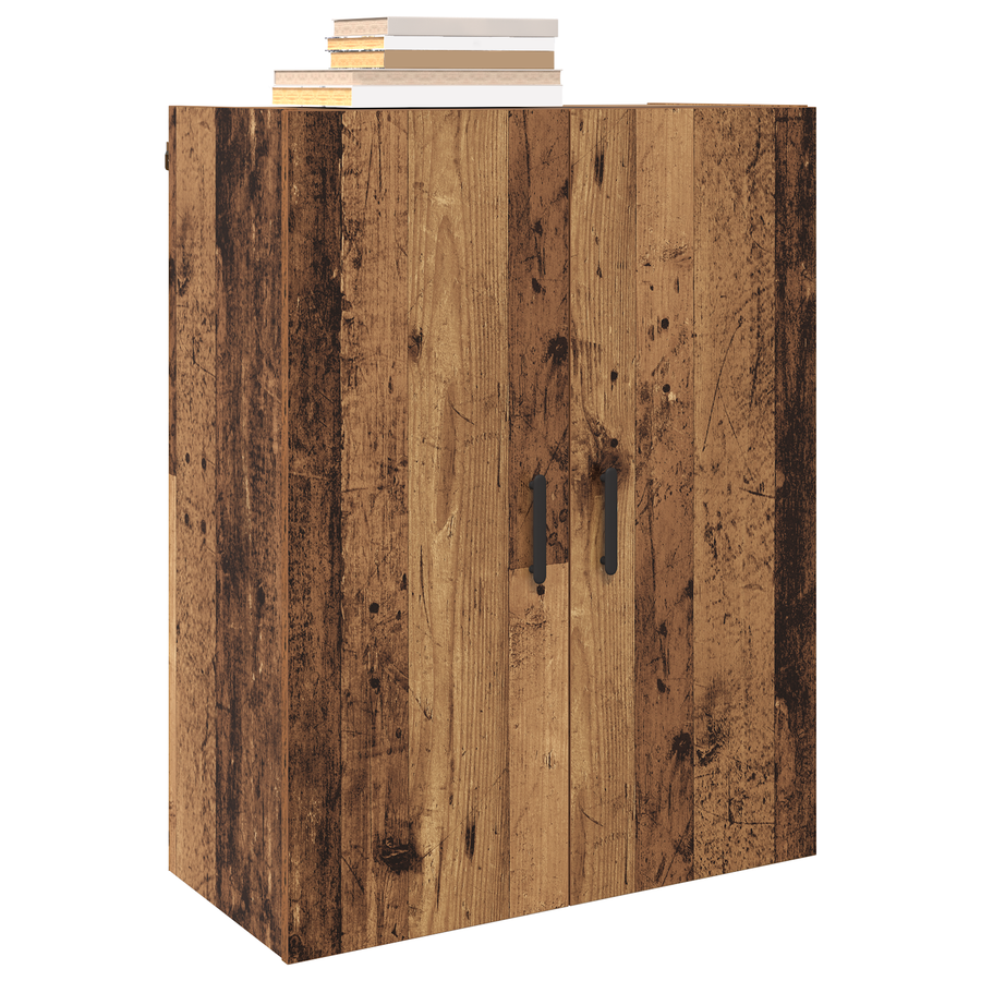 Wandkast met plank met opslag met de deur Oud hout 69.5 x 34 x 90 cm Bewerkt hout