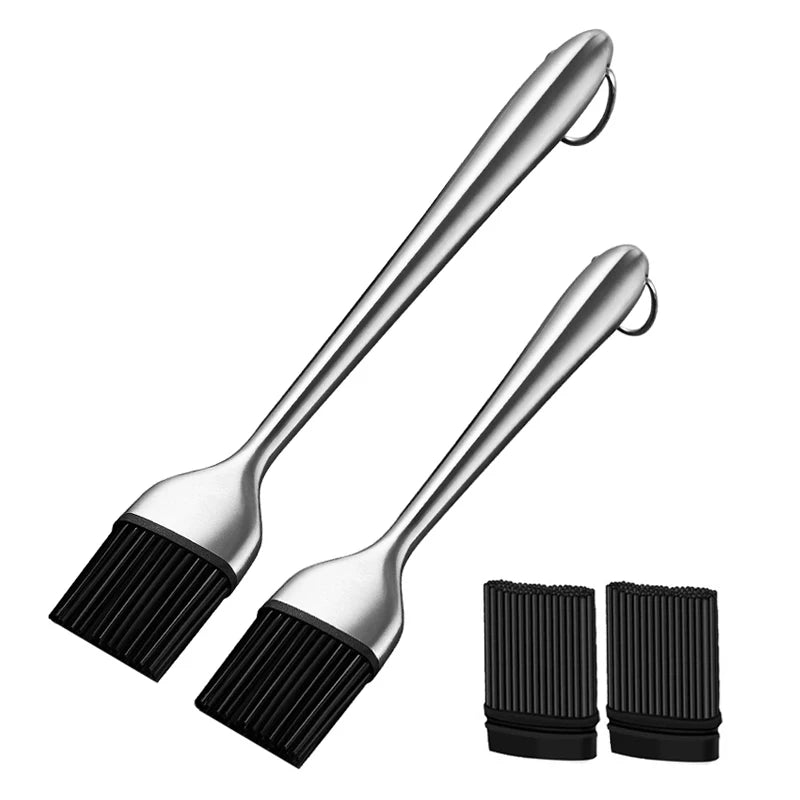 Silicone Brush with Stainless Steel Handle for Baking, Cooking, and BBQ