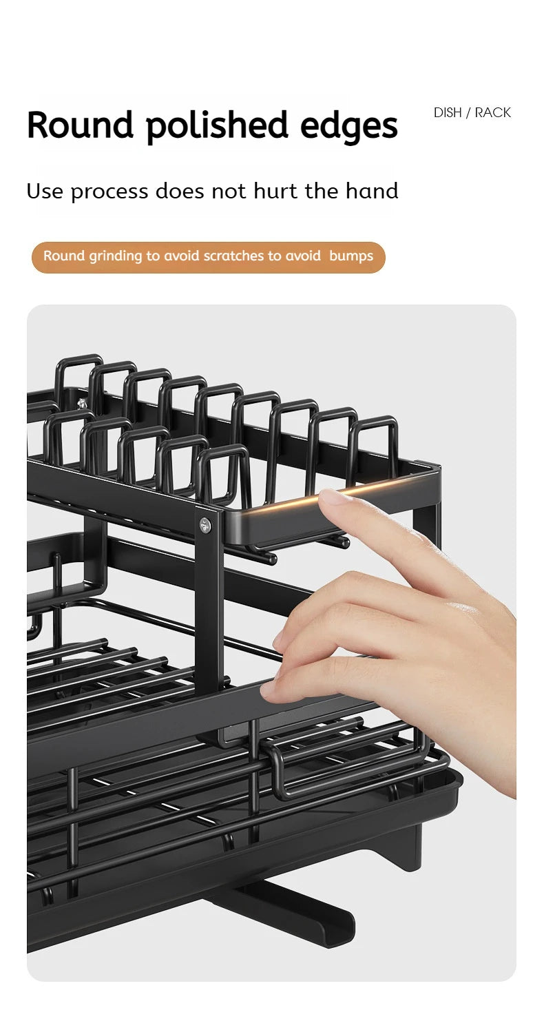 Adjustable Dish Drying Rack Over Sink with Swivel Spout