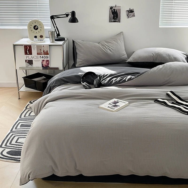 Dekbedovertrekset microfiber 3-delig met rits