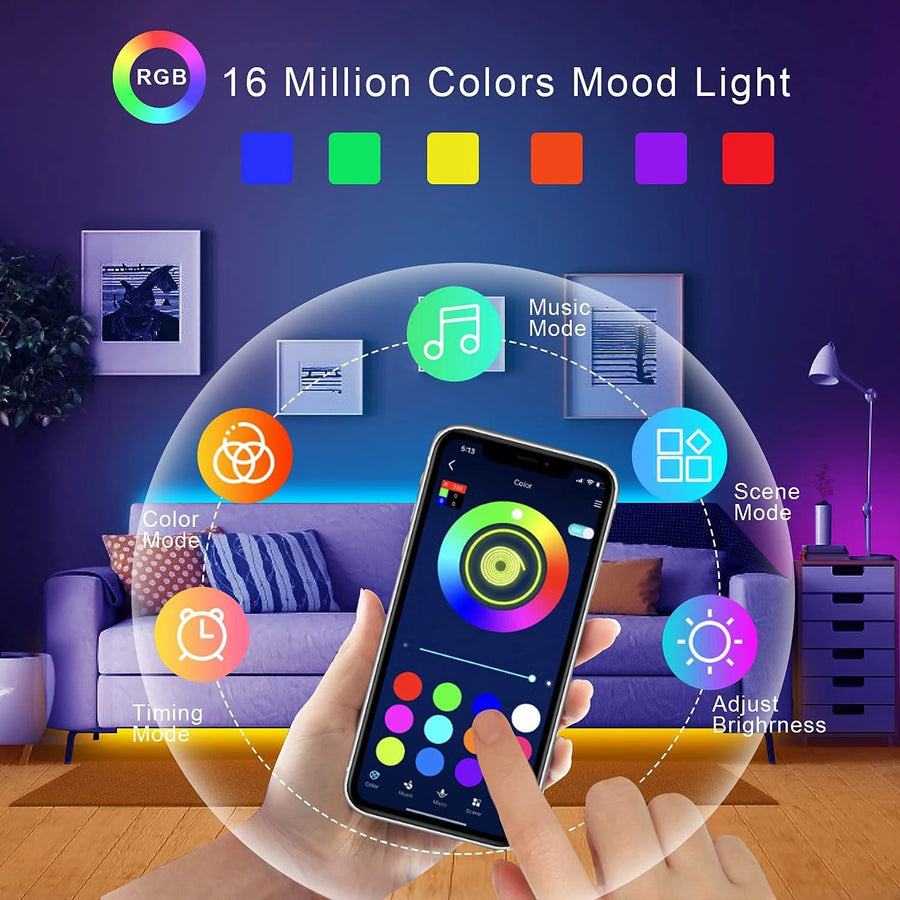RGB LED strip 5 meter app bediening flexibel