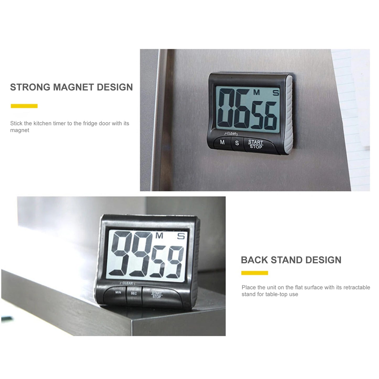 Digitale keuken timer met magneet en standaard