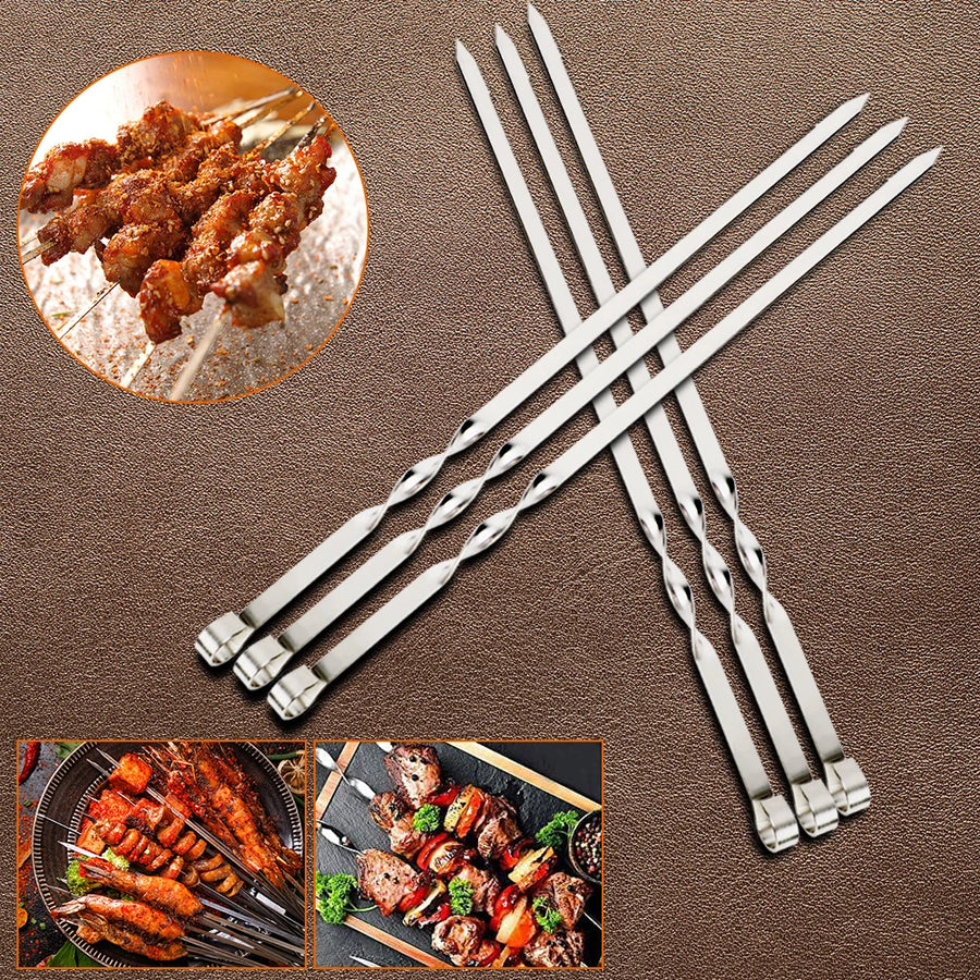 Barbecue spiezen 6 stuks plat roestvrij staal