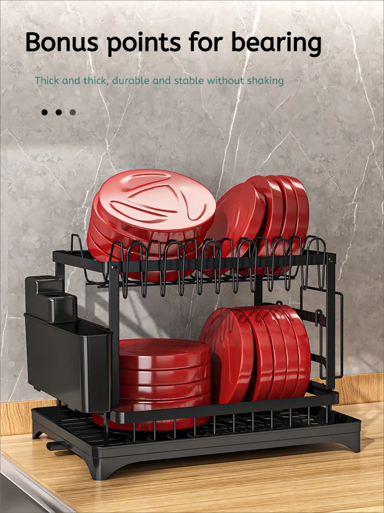 2-Tier Dish Drying Rack with Drainer