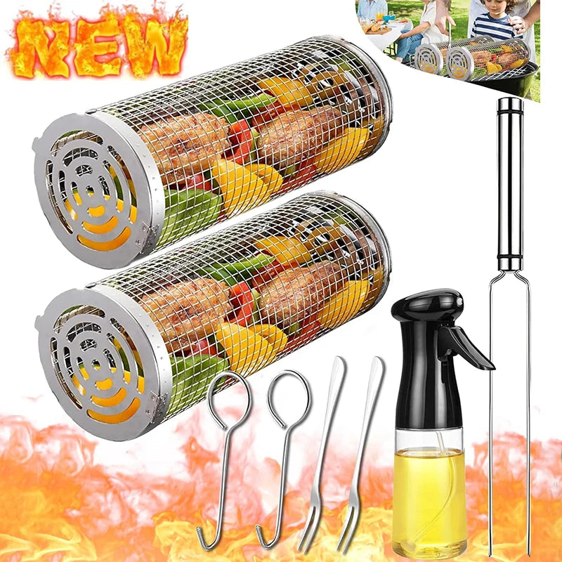Grillmand cilindrisch roestvrij staal