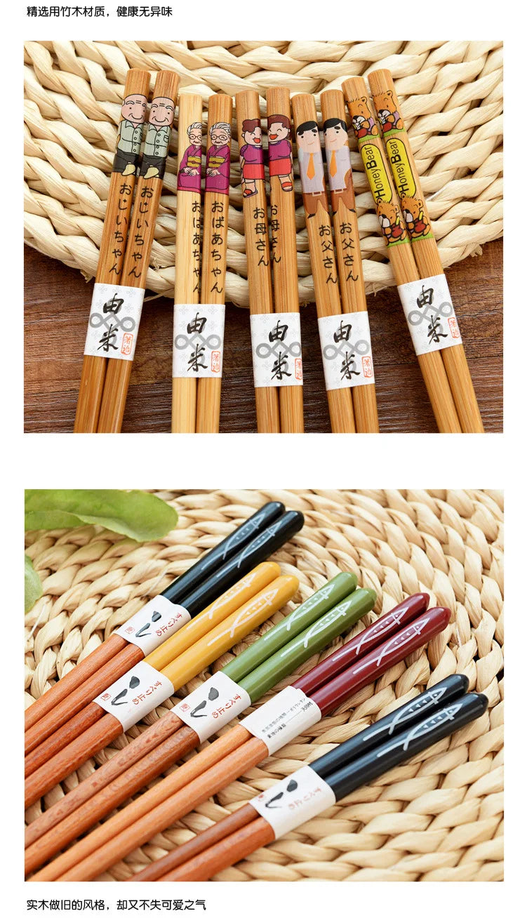 Bamboe Eetstokjes Antislip Lang Set 5 Paar Natuurhout Japans Design Multicolor Voor Sushi Fans Huismerken.nl