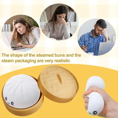Kleurrijke Dumpling Stressbal Fidget Toy met Stoommandje