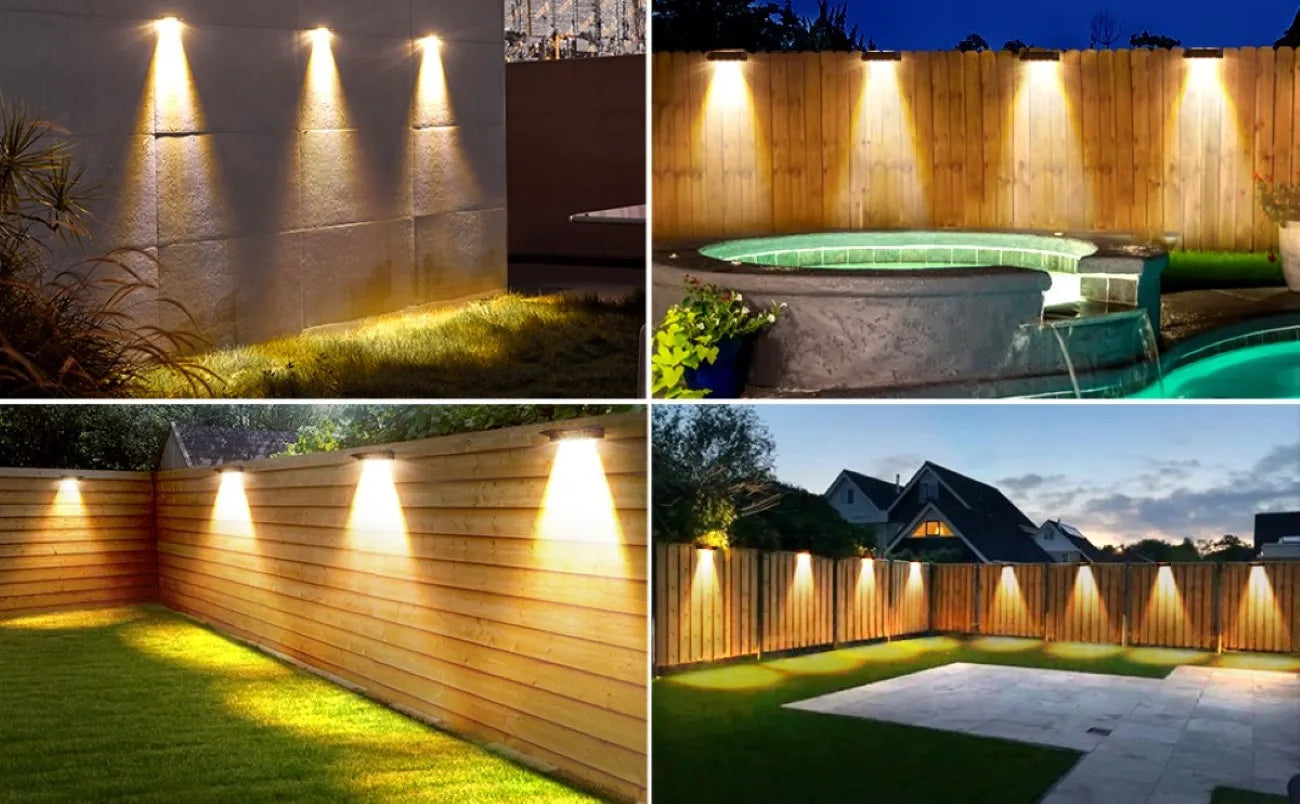 2-pack Solar Wandlampen 4 LED Waterdicht