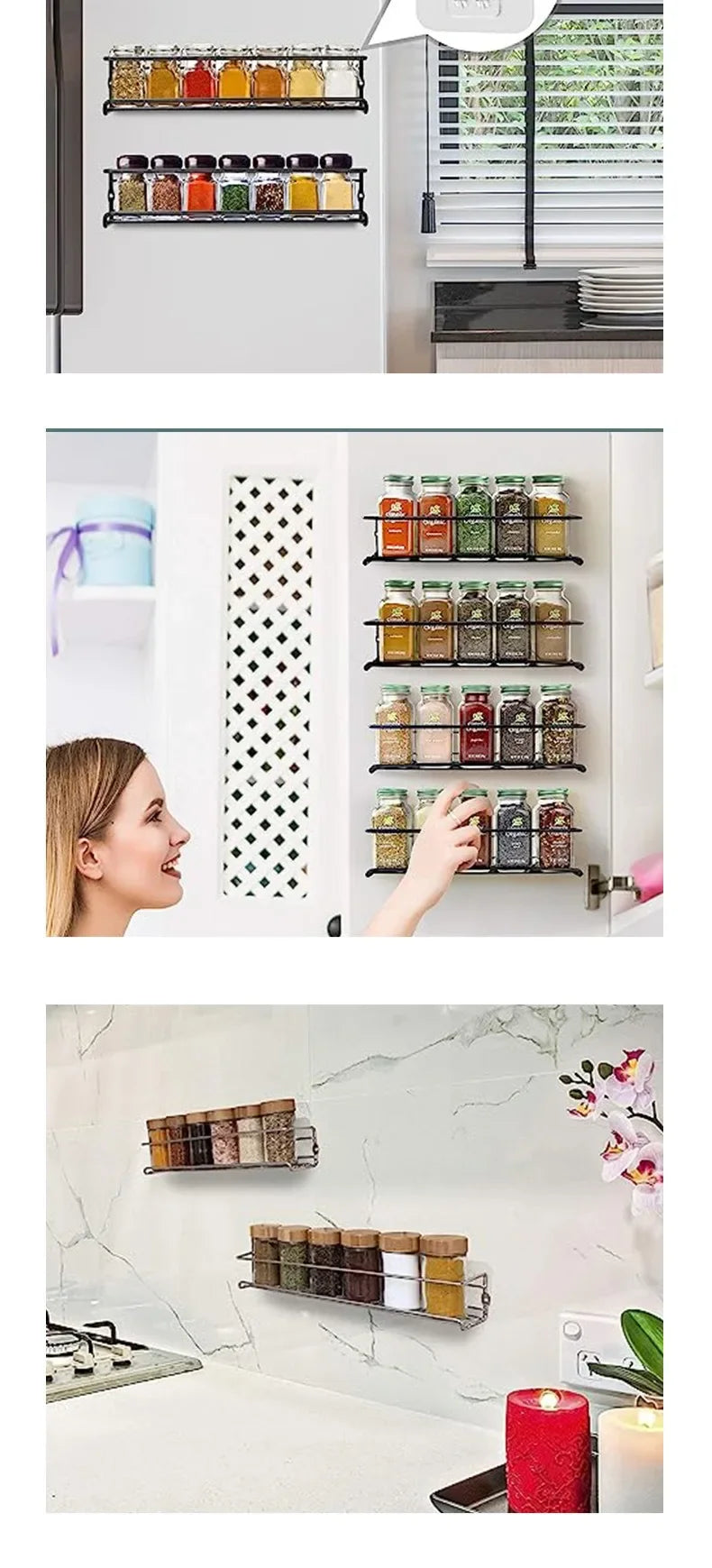 Set van 2 ijzeren draadkruidenrekken voor wandmontage