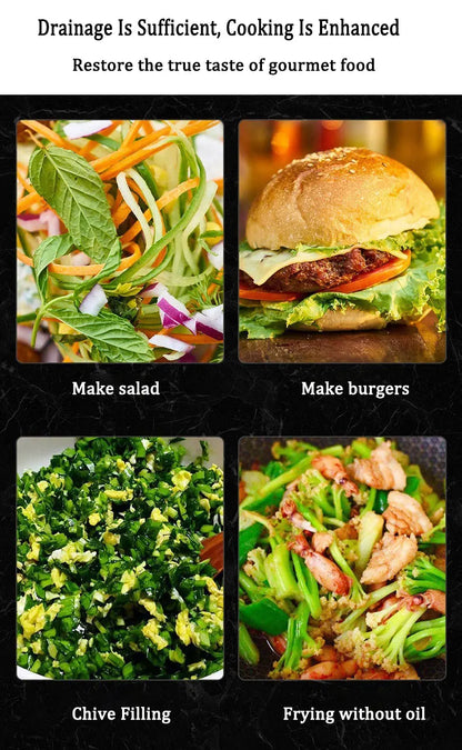 Saladespinner van roestvrij staal met pers en afwatering