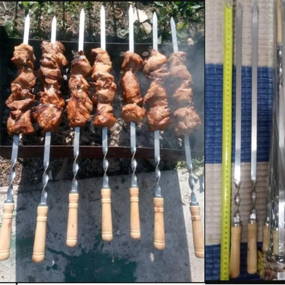 55 cm BBQ Spiesen met Lang Handvat – Roestvrij Staal Herbruikbaar