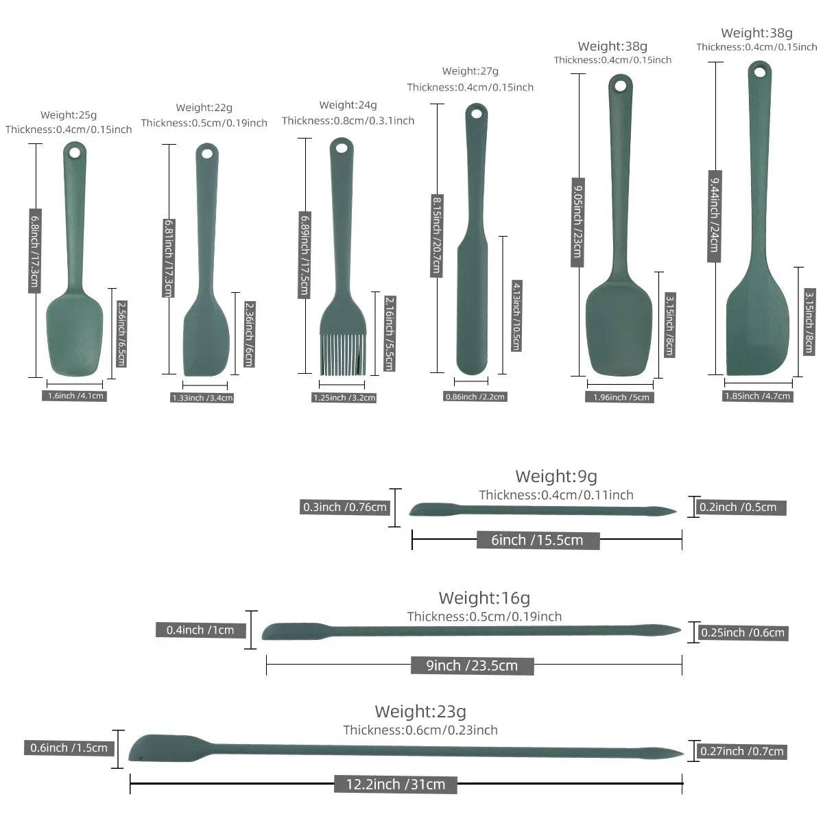 Silicone bakgerei set 6 of 9 delen
