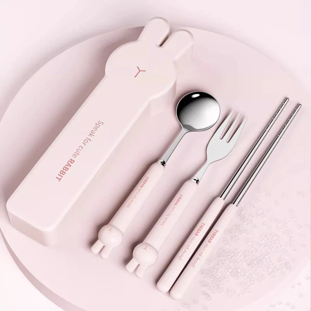 WORTHBUY Bestekset Draagbaar met Doos voor Kind en Student