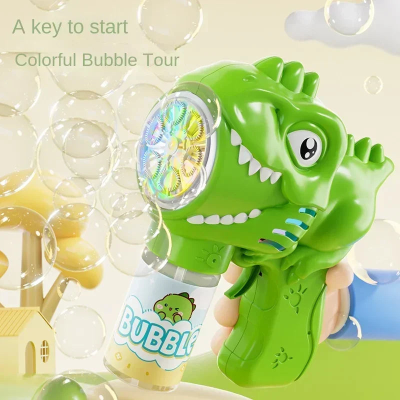 Dinosaurus bubbelmachine met licht 6 openingen