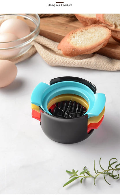 Eierbereider met snijring en bewaarbakje