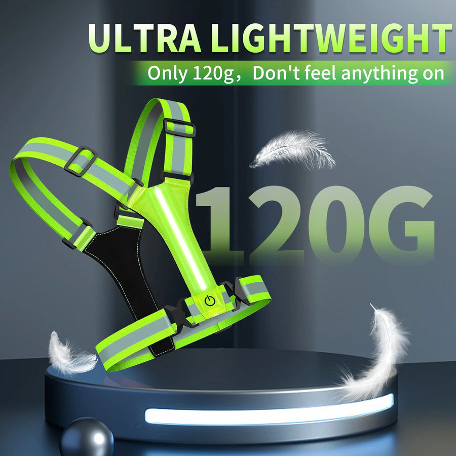 LED Safety Vest USB Rechargeable | High Visibility for Night Sports