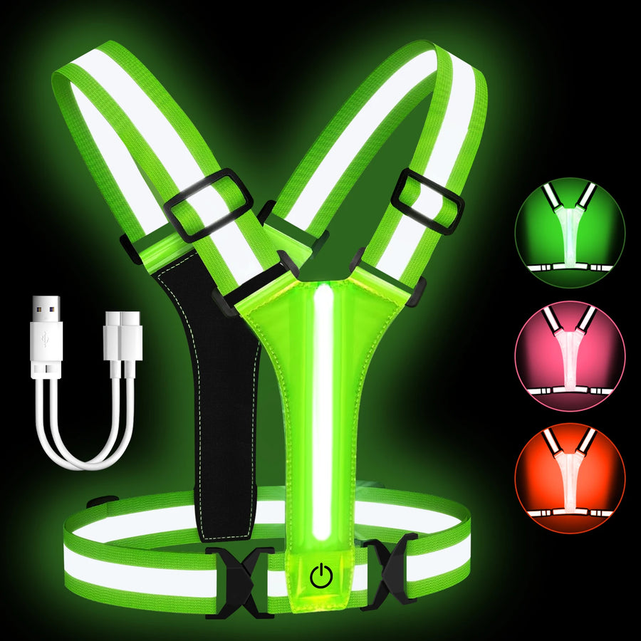 LED Safety Vest USB Rechargeable | High Visibility for Night Sports