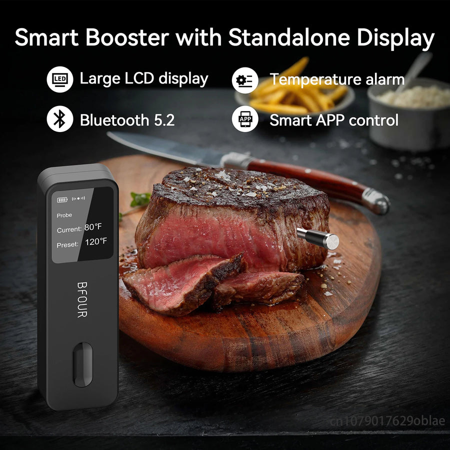 Wireless Bluetooth Meat Thermometer with LCD Screen and Rechargeable Battery
