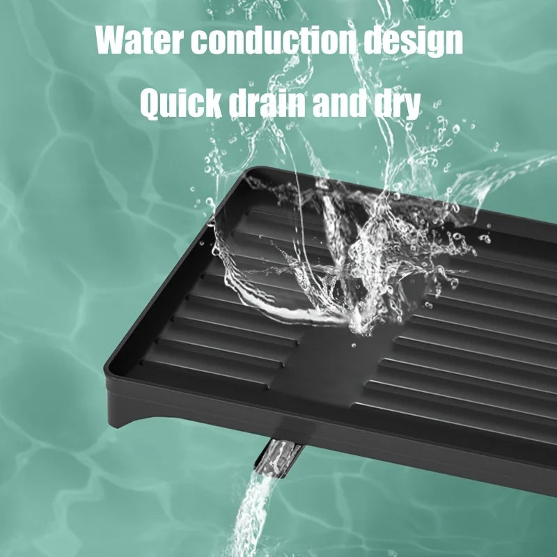 Afwasrek 2 Laags met Afdruipvlak, Bestek- en Bekerhouder, Draaibare Afvoer