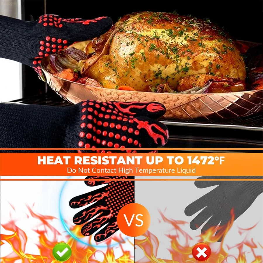 Universal Heat-Resistant Oven Mitt (1 Piece) with Non-slip for Barbecue & Kitchen