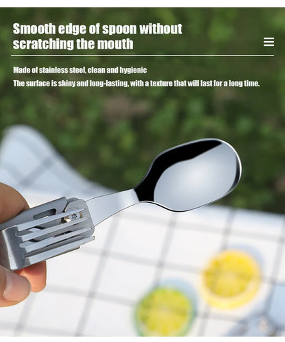 Opvouwbare Bestekset RVS met Blikopener voor Outdoor