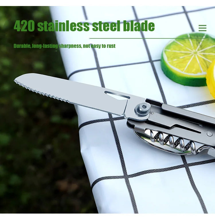 Opvouwbare Bestekset RVS met Blikopener voor Outdoor