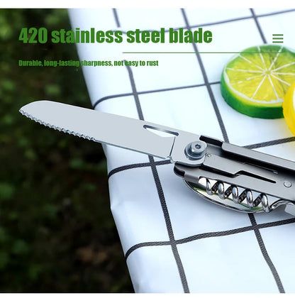 Opvouwbare Bestekset RVS met Blikopener voor Outdoor