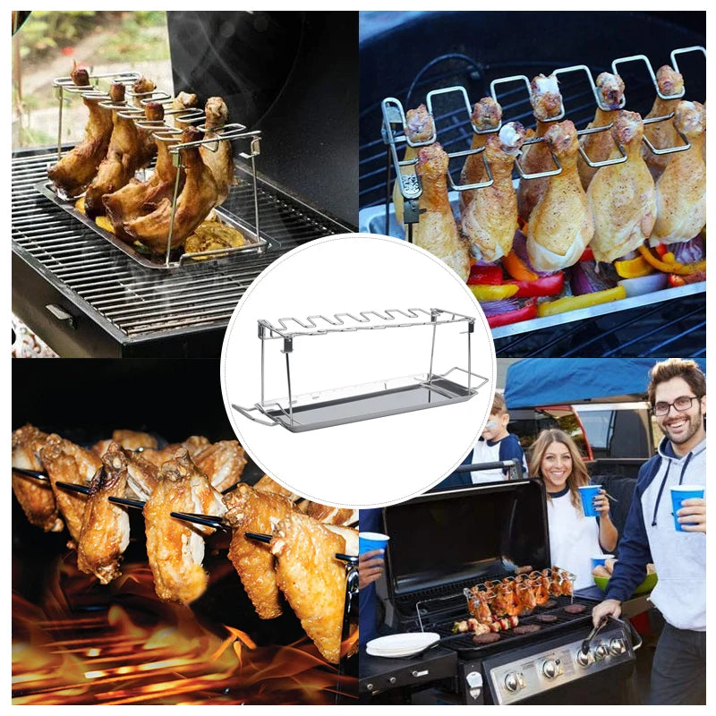 Grillrek kipdrumsticks 14 plekken met druppelpan