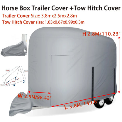 Paardenvrachtwagenhoes 3.8x2.5x2.8 m grijs polyester