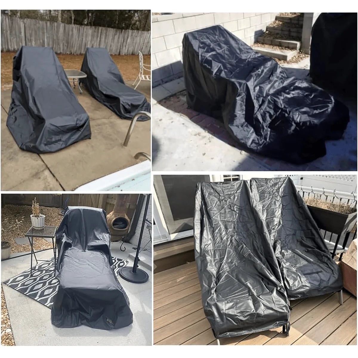 Zwarte Hoes voor Loungestoel | Tuinstoelhoes Buiten 210D