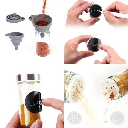 Draaibaar kruidenrek met 20 potjes van 100 ml en roestvrijstalen carrousel