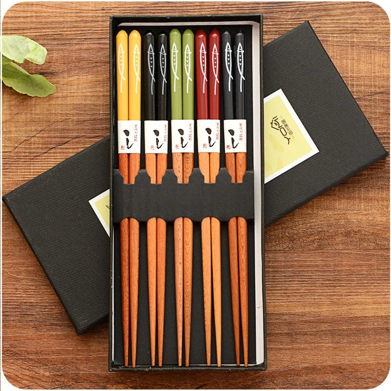 Bamboe Eetstokjes Antislip Lang Set 5 Paar Natuurhout Japans Design Multicolor Voor Sushi Fans Huismerken.nl