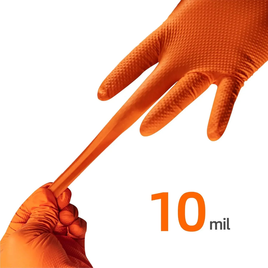 Nitril wegwerphandschoenen 8 mil oranje diamond grip