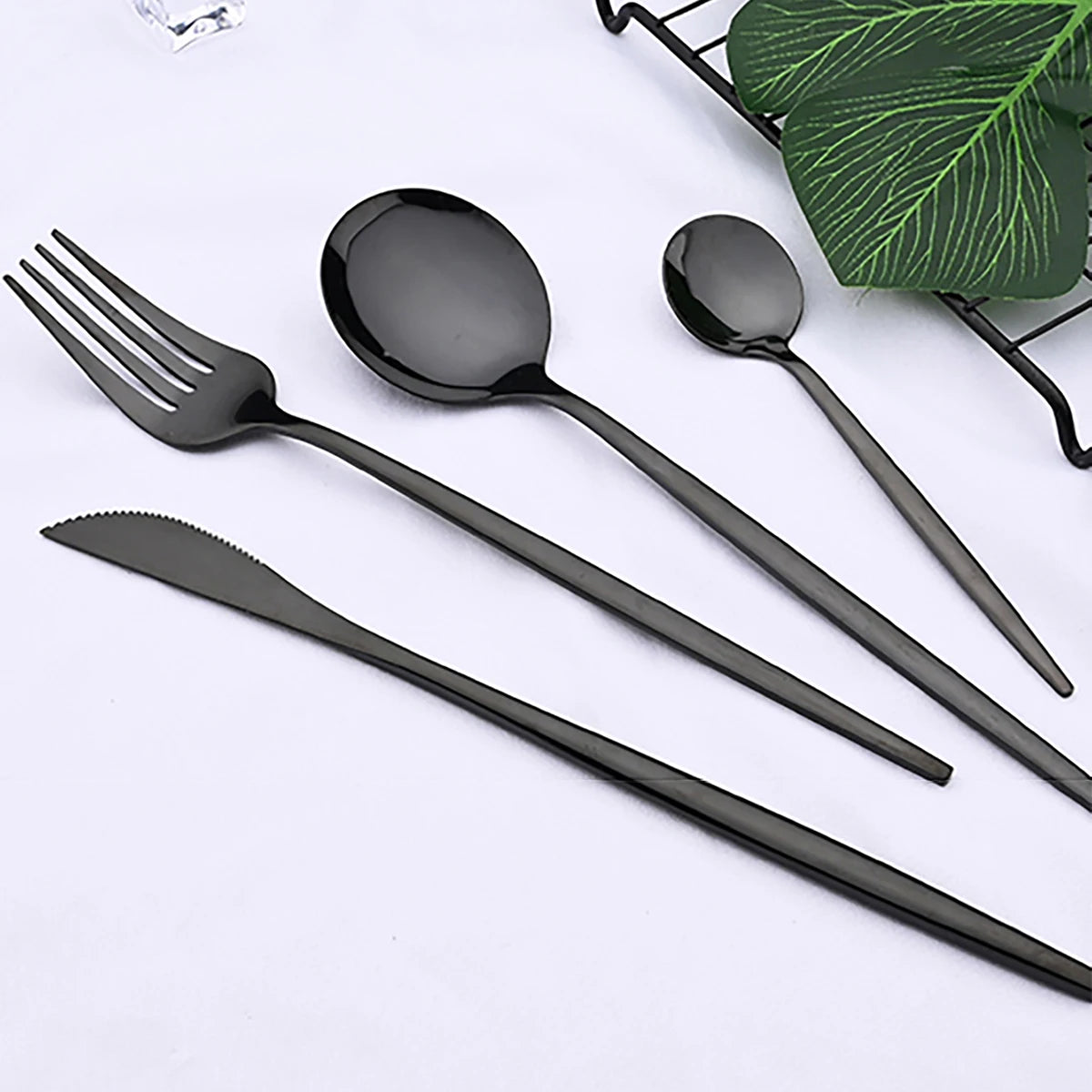 HELOTIC 12-delige Bestekset Zwart Goud Roestvrij Staal