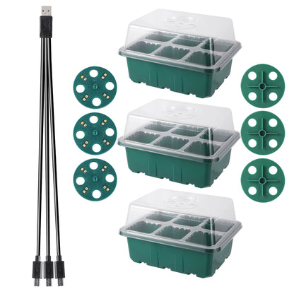 Zaaitray met LED groeilicht en ventilatie
