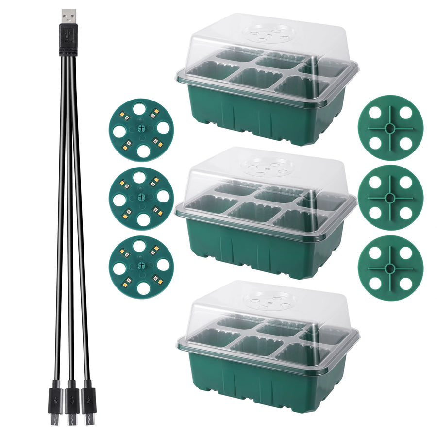 Zaaitray met LED groeilicht en ventilatie