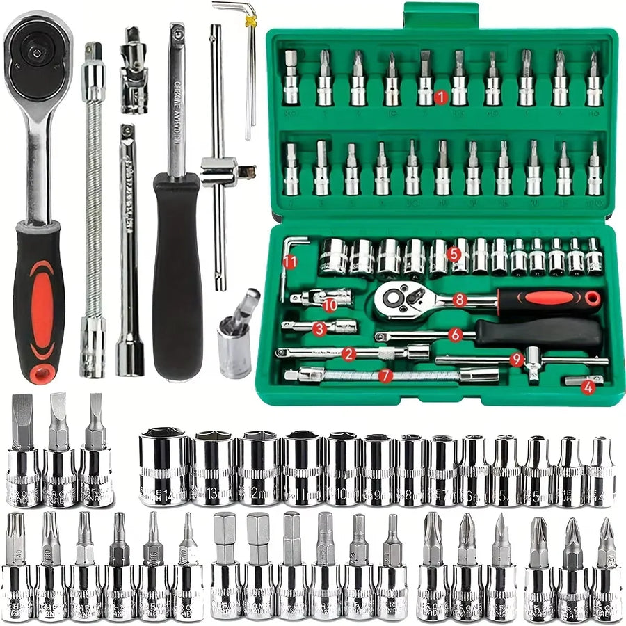 Dopset 46-delig 1/4 inch autogereedschap
