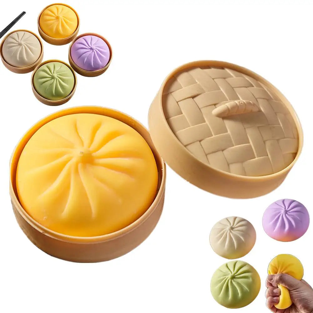 Kleurrijke Dumpling Stressbal Fidget Toy met Stoommandje