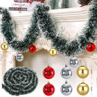 Kerstslinger groen tinsel met strikjes