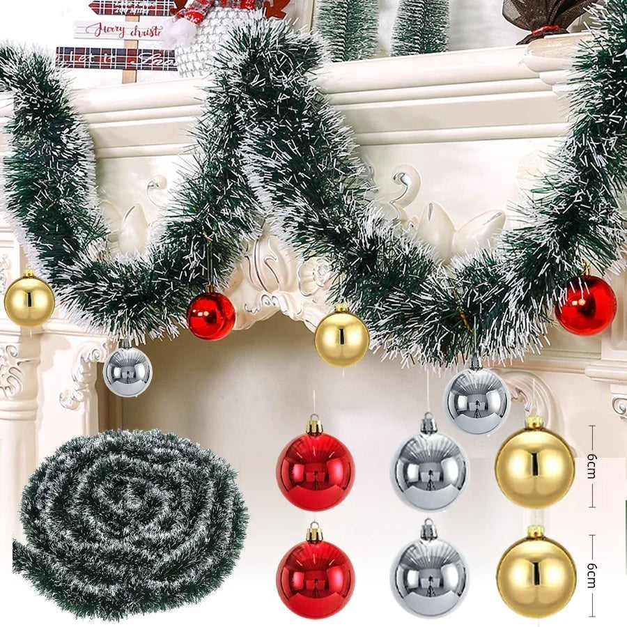 Kerstslinger groen tinsel met strikjes