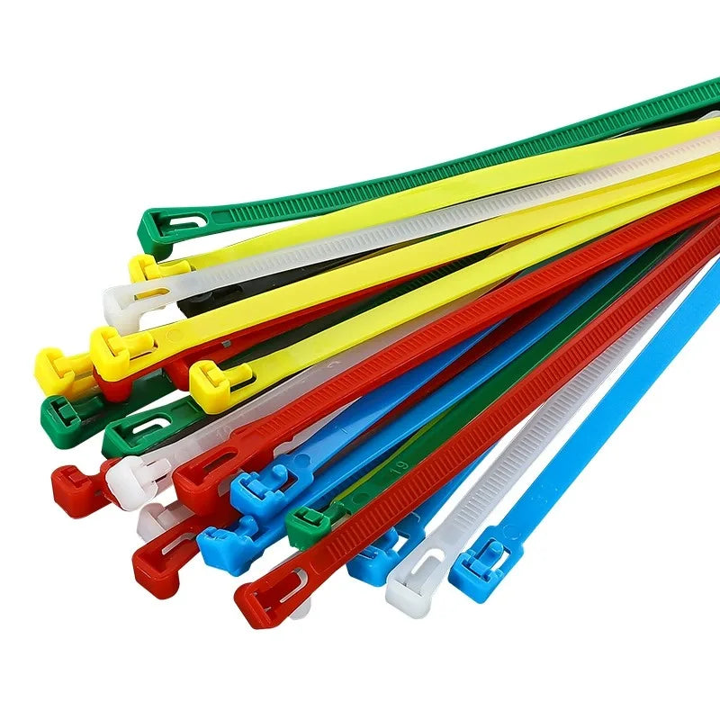 Kabelbinders / tieribs nylon herbruikbaar loskoppelbaar gemengde kleuren